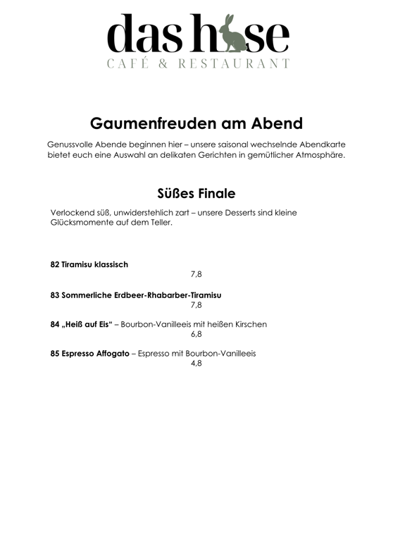 Gaumenfreuden am Abend Süßes Finale
