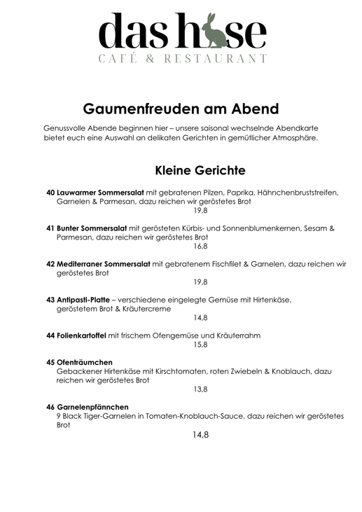 Gaumenfreuden am Abend