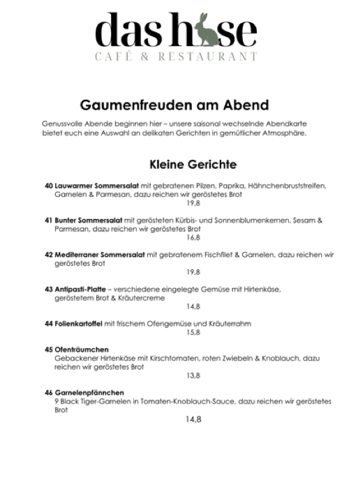Gaumenfreuden am Abend